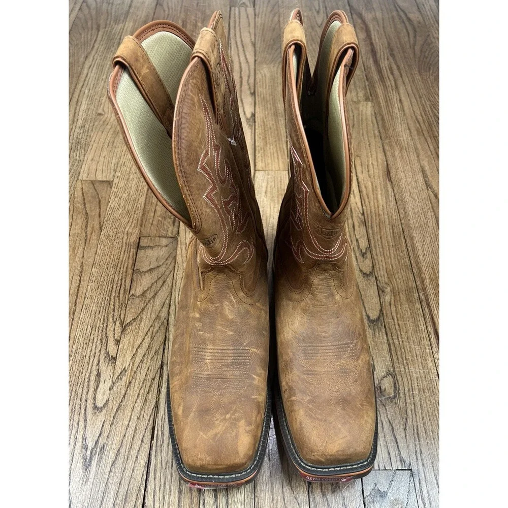 Justin Resistor Comp Toe Work Boots CR4016 Russet Brown Leather Waterproof Sz 14